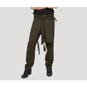 Psylo Skirted Pants 40 Small Olive Noir Ethno Punk Shanti Edgy Emo Avant Garde
